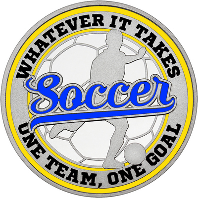 Royal Blue "Soccer" with Yellow Outer Circular Borders